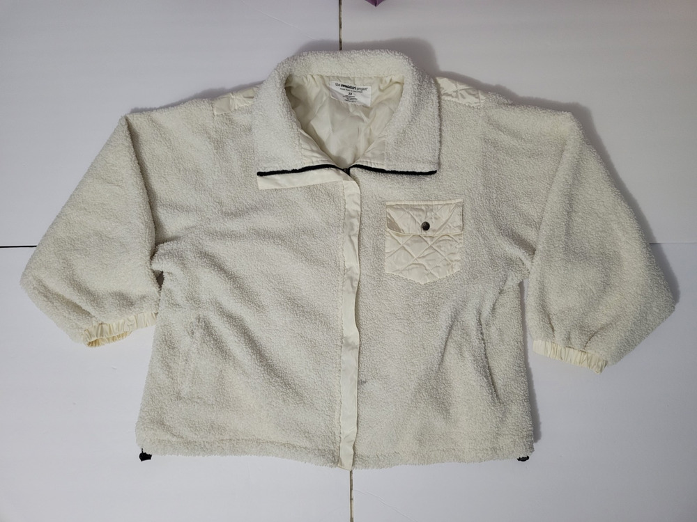 The Sweatshirt Project Womens 2X Ivory Sherpa Zip Jacket Short Sleeve Utility